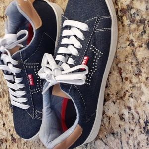 Shoes | Levi Blue Denim Sneakers | Poshmark